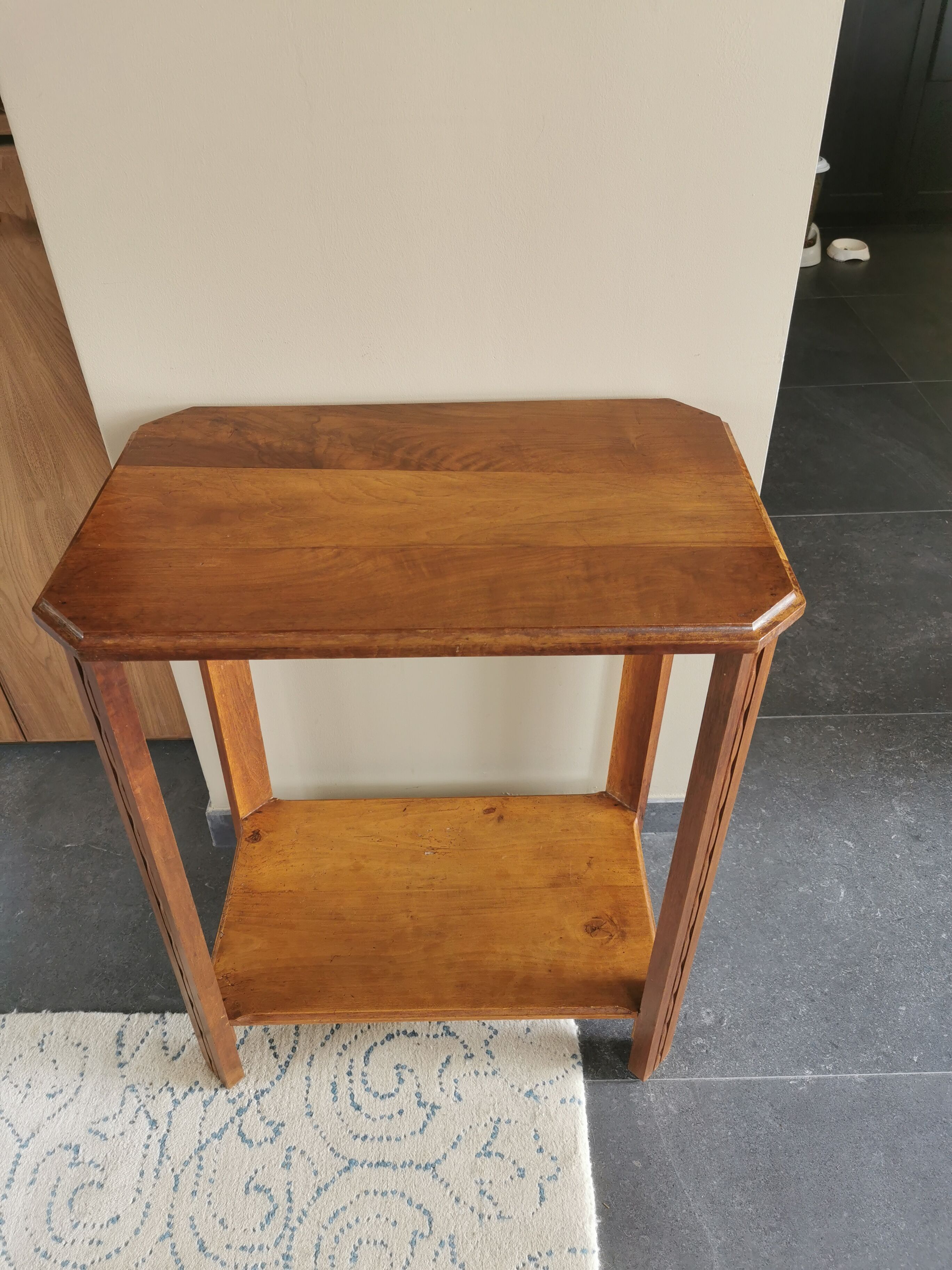 Art Deco solid walnut selette