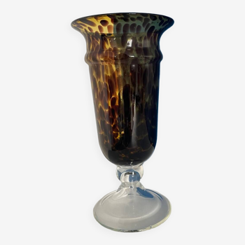 Medici vase in tortoiseshell colored blown glass 1970