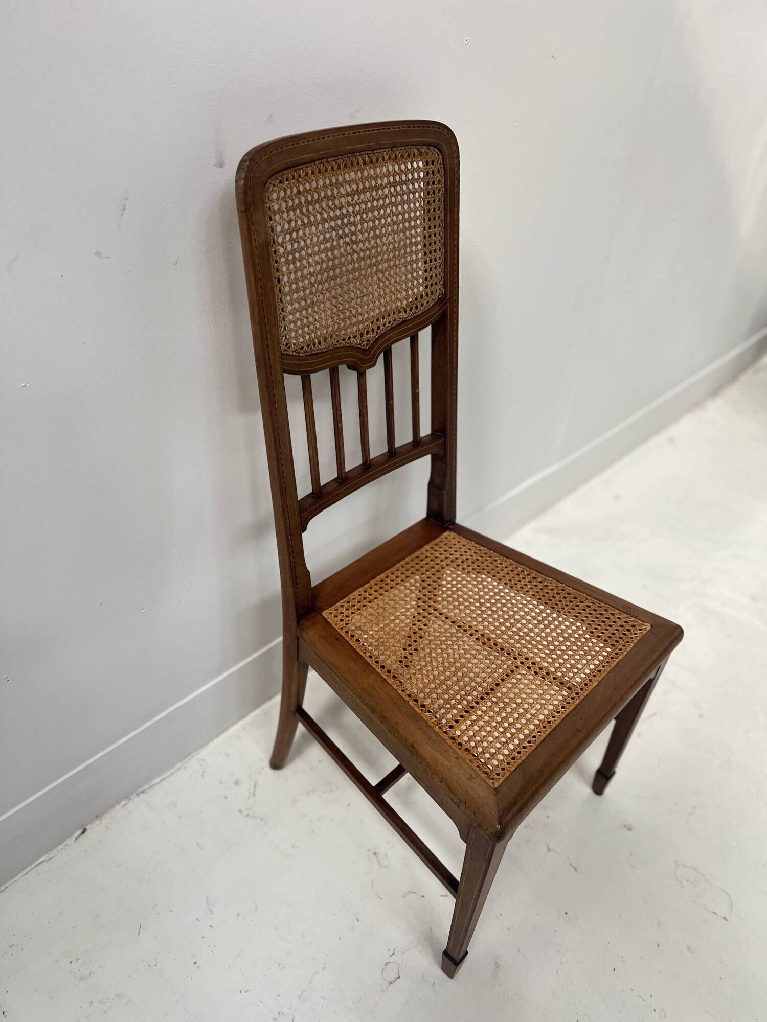 Art Deco bedroom chair in marquetry wood, 20th century.