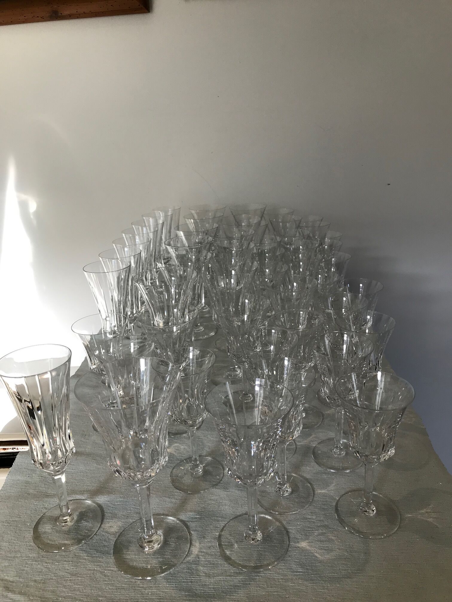 Service of 49 Val St Lambert glasses in cut crystal