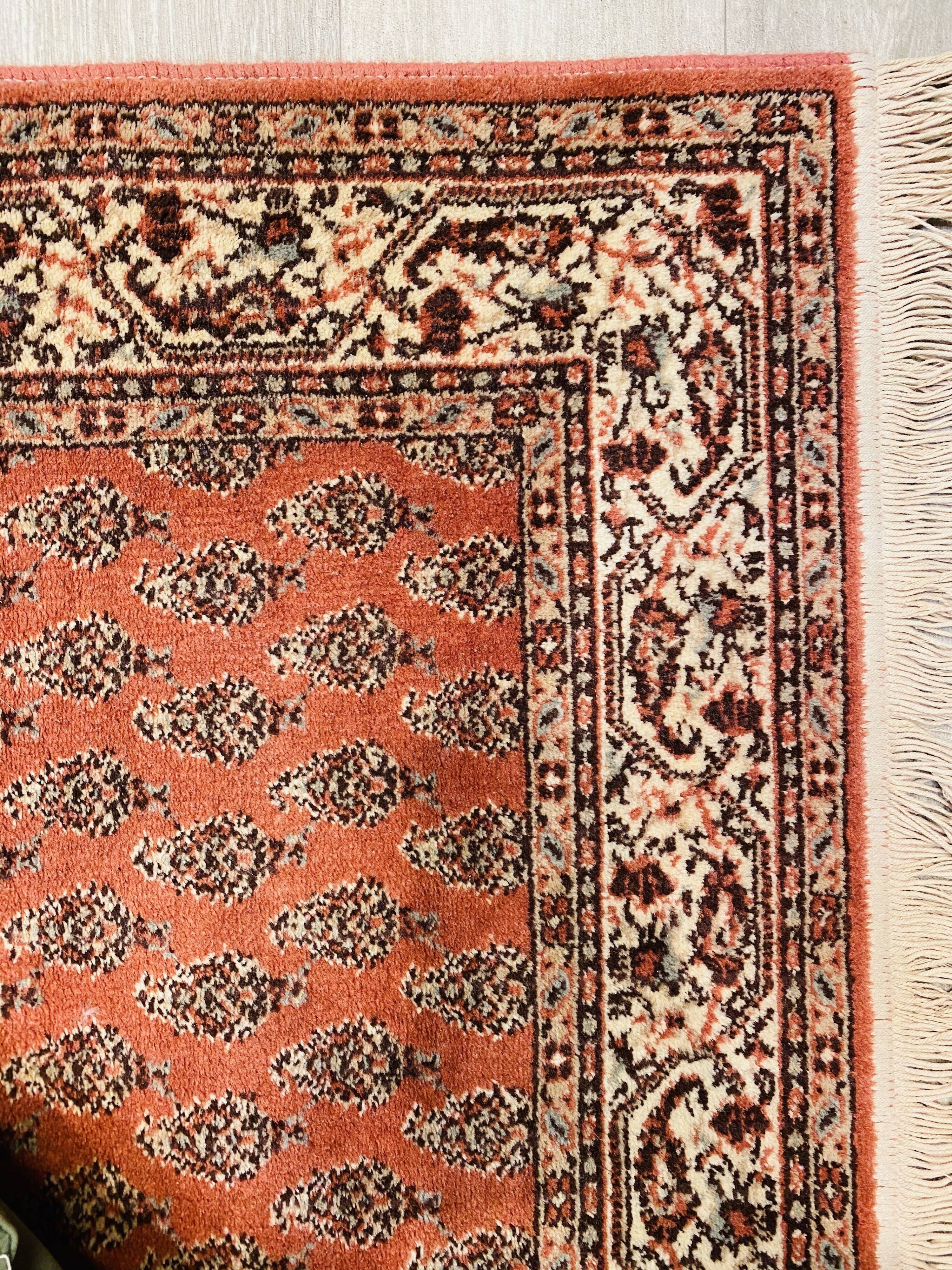 Tapis coloré naturel fait main des années 60 256x73cm