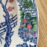 Plat ovale japonisant décor paon
