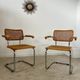Lot 2 vintage Cesca B64 armchairs design Marcel Breuer 1970 Made in Italy light wood