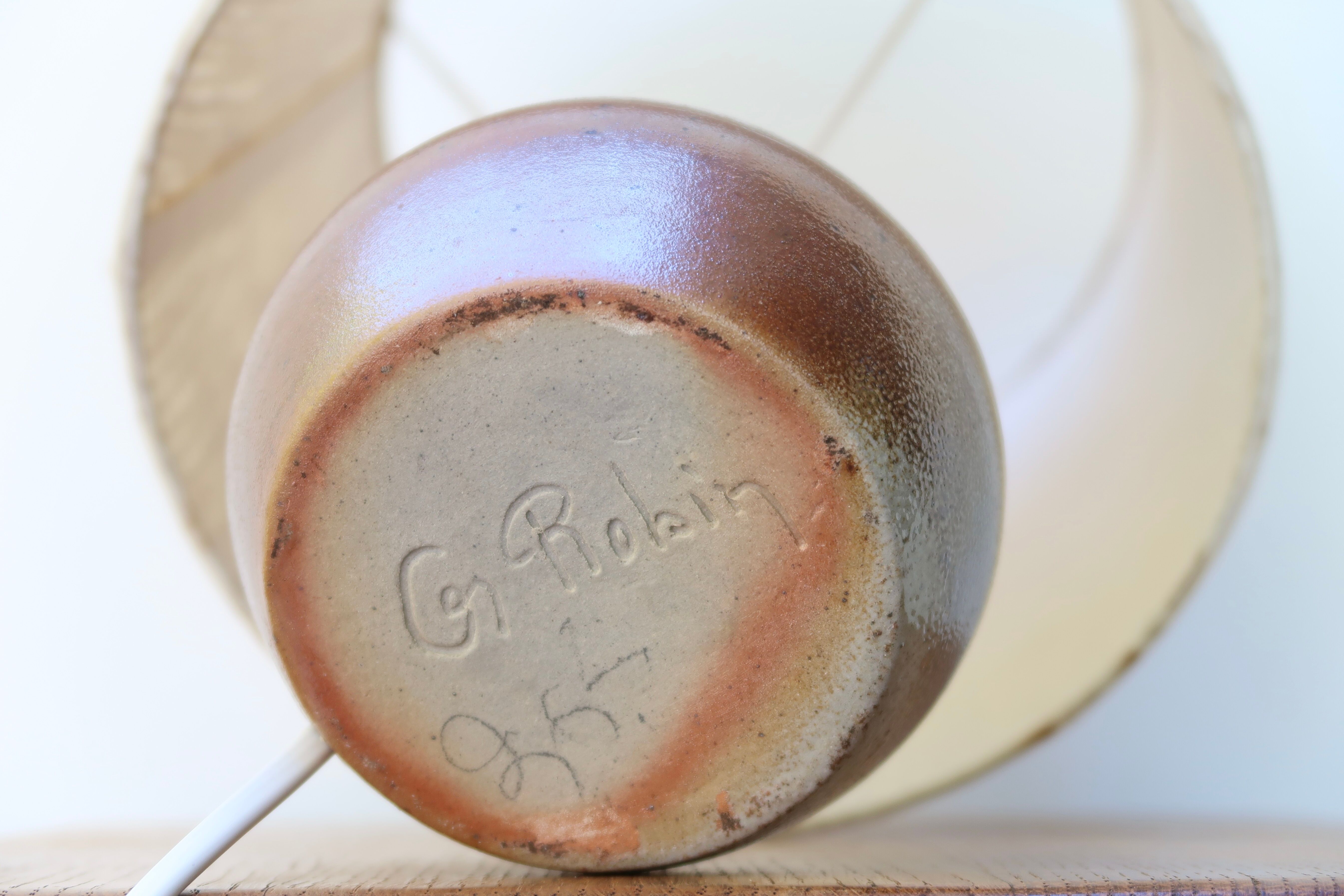 Sandstone lamp signed Georges Robin, 70s