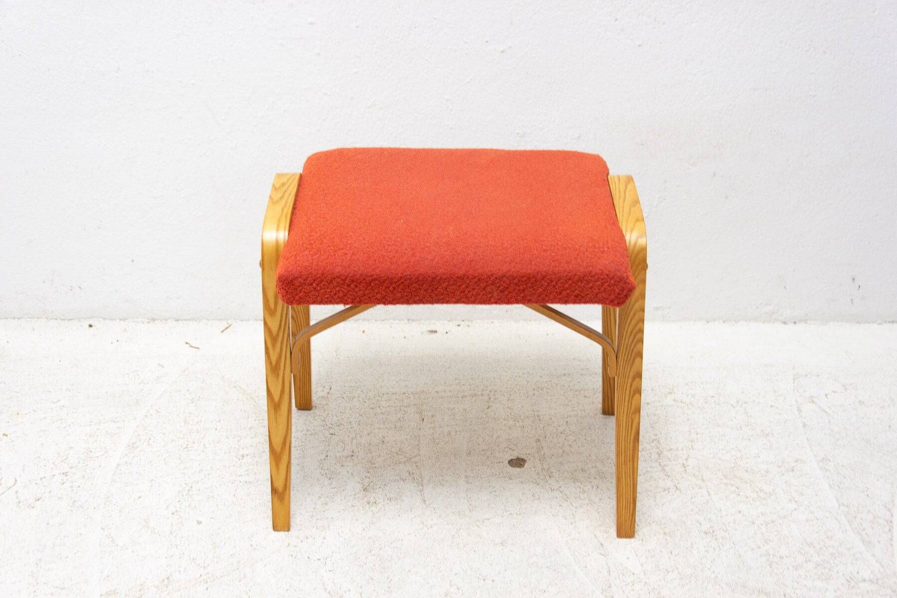 Mid-century bentwood stool by Dřevopodnik Holešov, wooden seating, 1970s