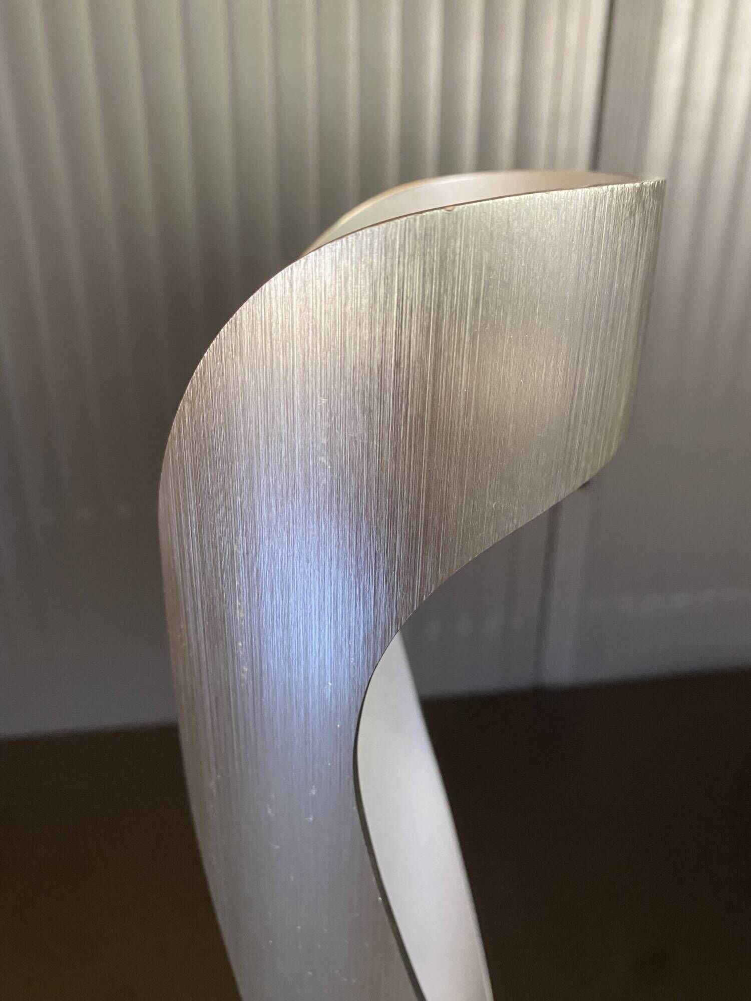 Sculptural flame lamp brushed aluminium Space Age Vintage 1970