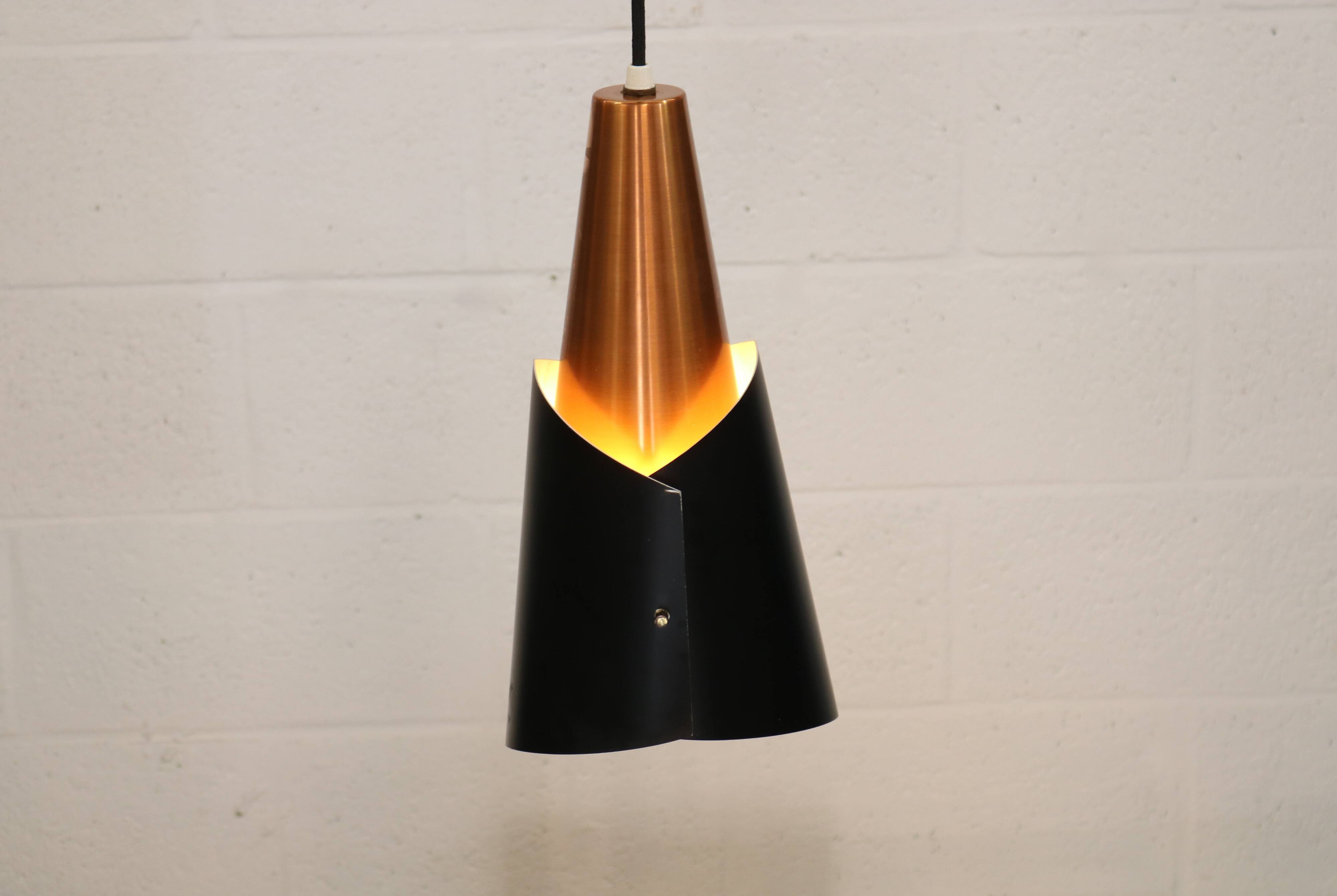 Danish Modern Copper / black  design lamp - 1960s Style