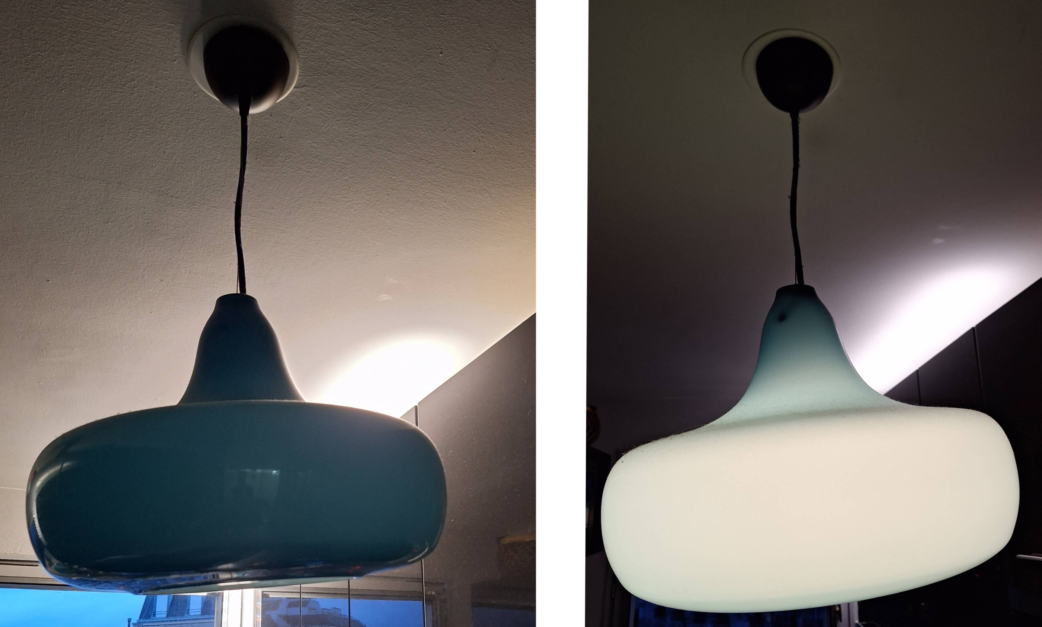 Vintage suspension lamp VISTOSI blue Murano glass L.114 Alessandro Pianon