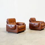 Ensemble de fauteuils en cuir cognac italien