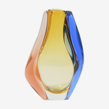 1960s blown glass three-colour vase