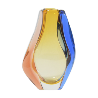 1960s blown glass three-colour vase