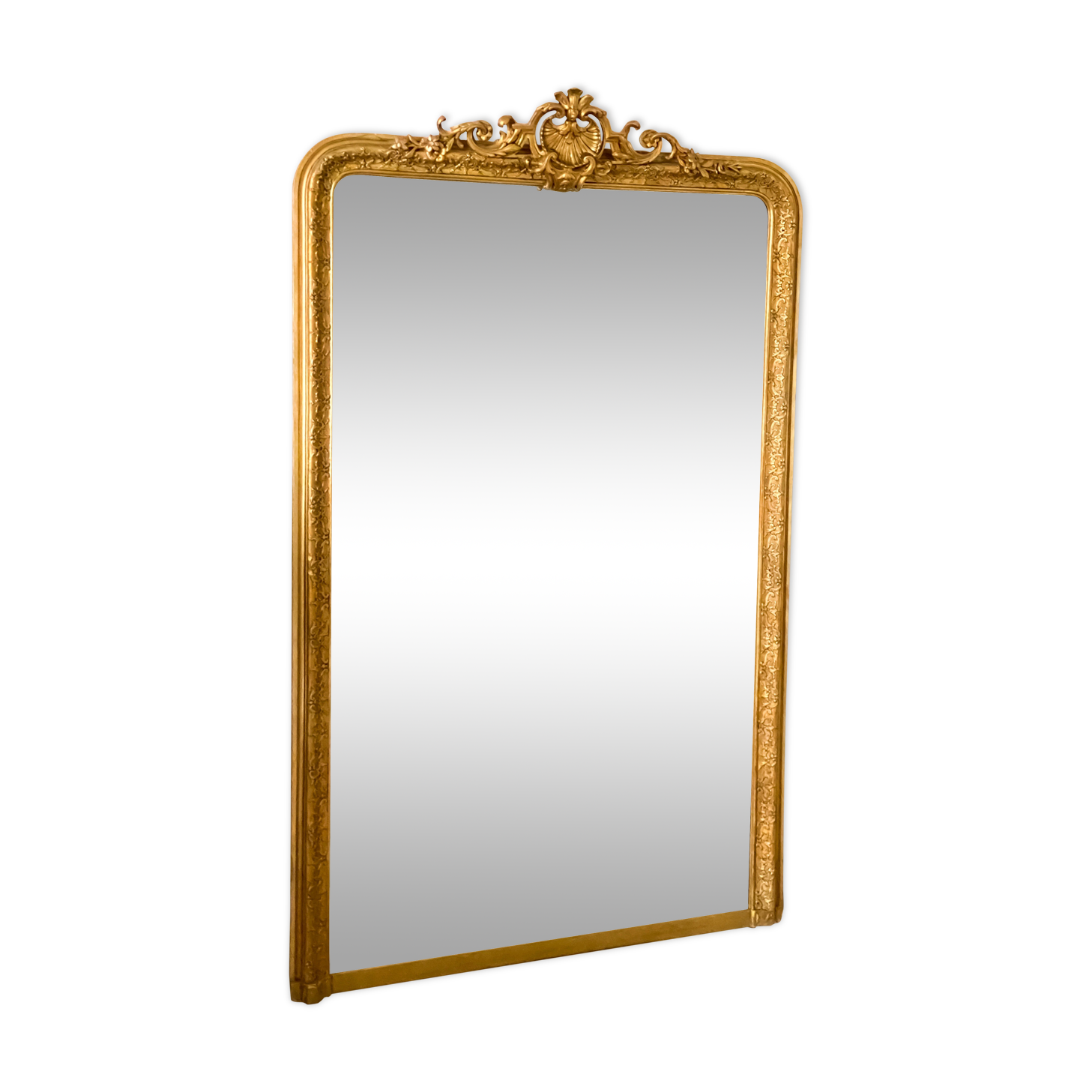 Miroir ancien Louis Philippe doré à fronton