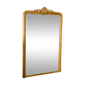 Miroir ancien Louis Philippe doré à fronton