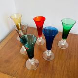 6 colorful Italian champagne flutes from the 50s