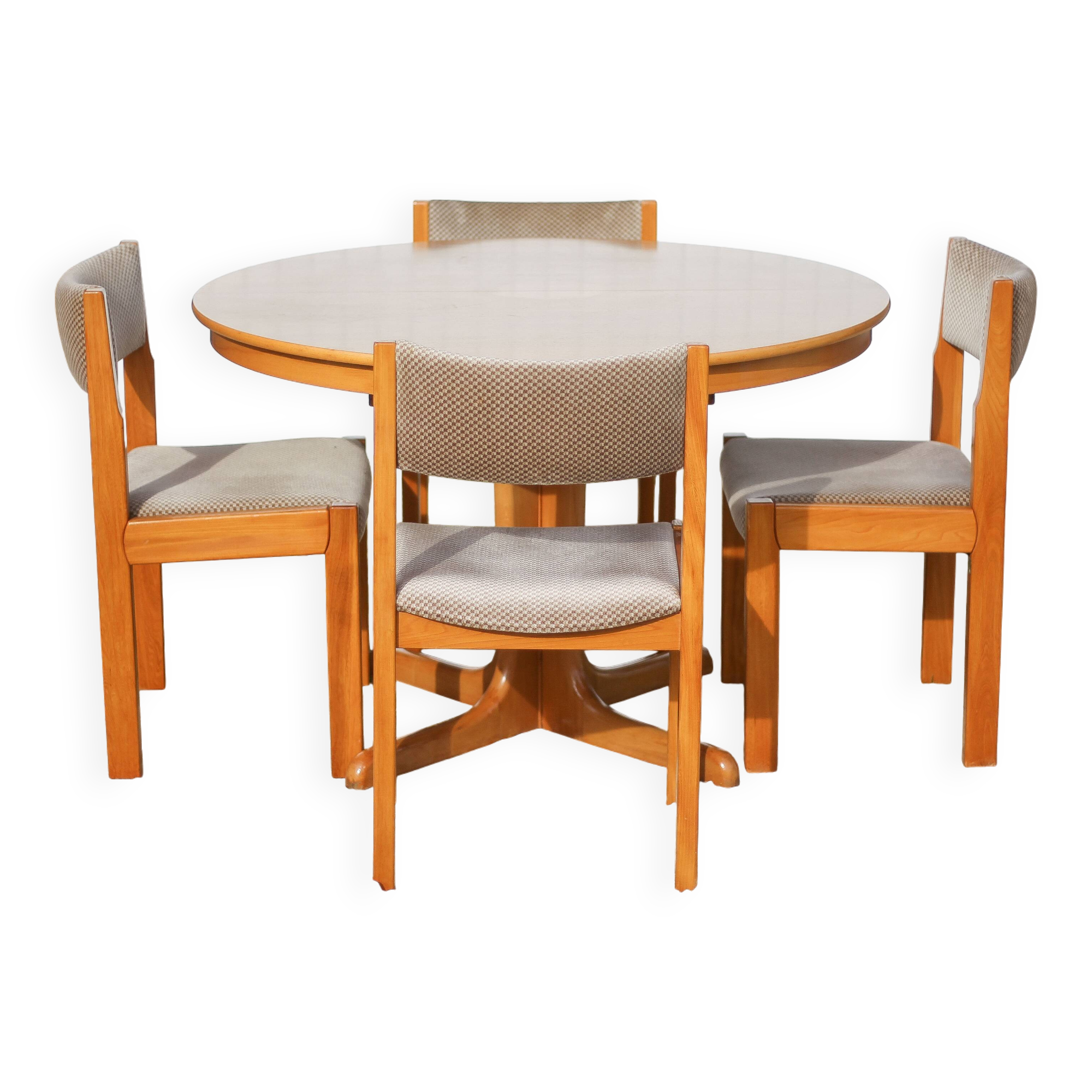 Table ronde bois et ses 4 chaises Self, table à manger, meuble de salon