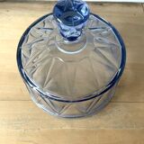 Blue Molded Pressed Glass Cheese Cloche
