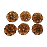Série de 6 assiettes à huitres coquillages en faïence Sarreguemines