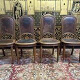 Série de 4 chaises Louis XVI en cuir