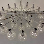 Large chromed spider Sputnik lamp with 24 hand-blown ice glass balls from Ott International, Germany, 1960s.
