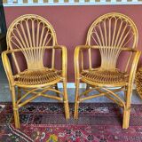 2 vintage rattan armchairs