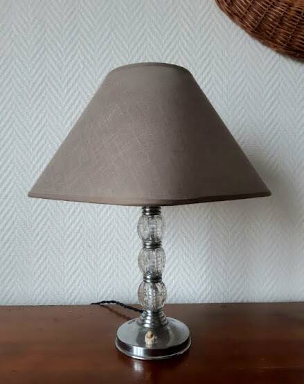 Art deco glass and metal lamp