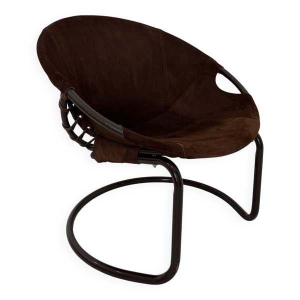 Fauteuil boule vintage en daim par Lusch & Co., 1970s — Beyit
