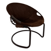 Fauteuil boule vintage en daim par Lusch & Co., 1970s
