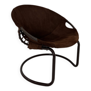 Fauteuil boule vintage en daim par Lusch & Co., 1970s