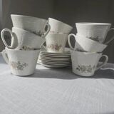 Vintage Pontesa coffee service - 8 cups and saucers - Floral pattern - Perfect condition