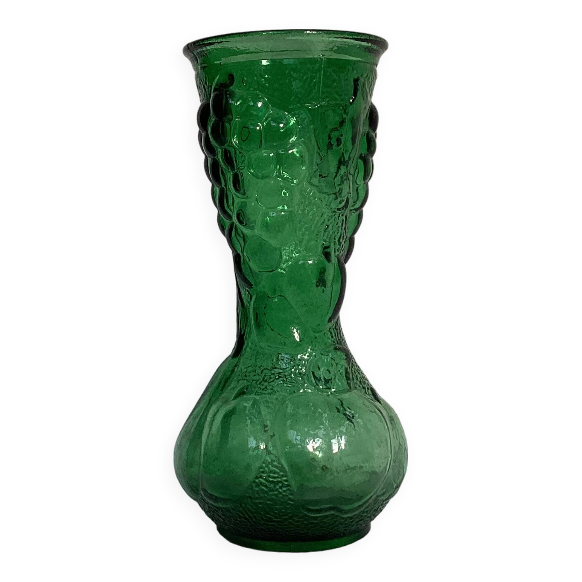 Italian vase in green glass, dimensions: height -25.5 cm - diameter -11 cm -