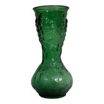 Vase italienne en verre couleur vert dimension : hauteur -25,5 cm- diamètre -11cm-