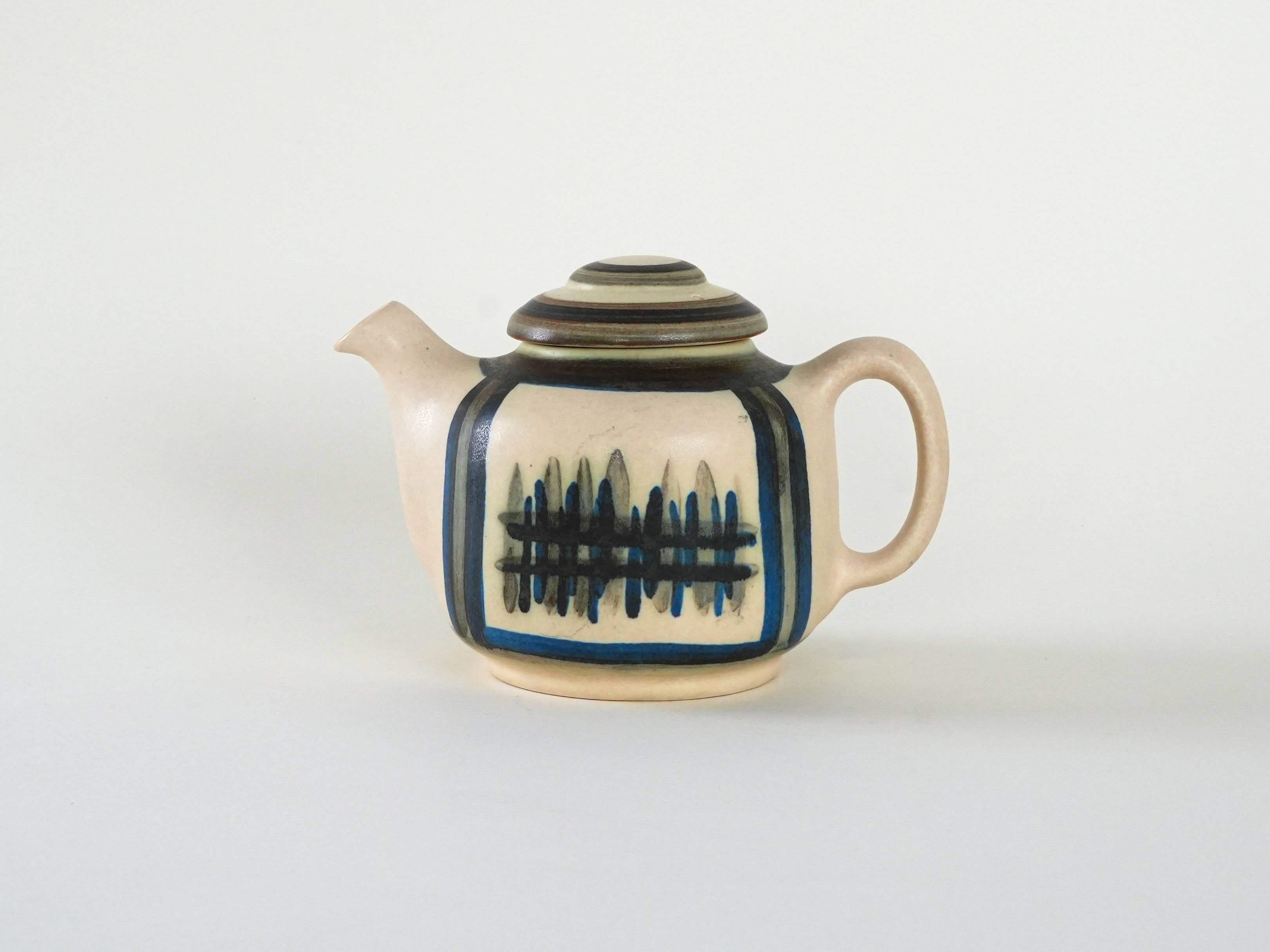 Stoneware teapot, Danish design, 1960s, manufactured by Okela