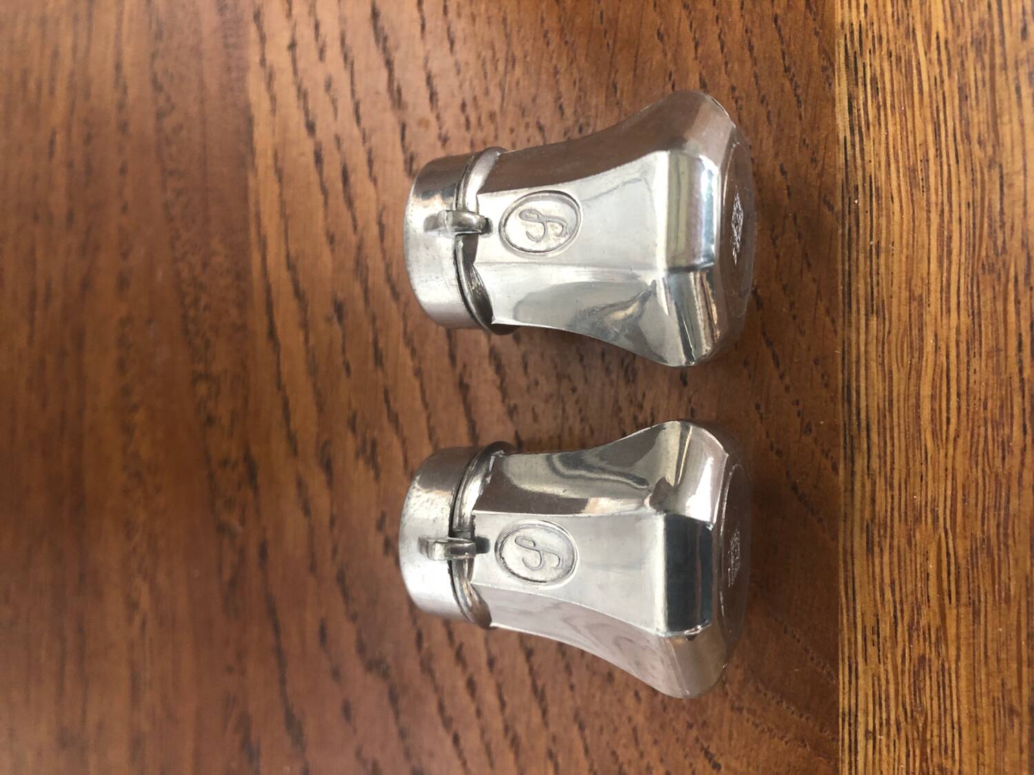 Pair of Old Pewter Salt Cellars from the Manoir Vintage