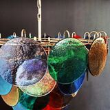 Vintage Murano glass chandelier with 10 lights, Italy 1980.