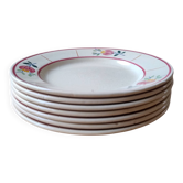 Lot de 7 assiettes à dessert vintage en faïence de Gien, modèle Jacqueline