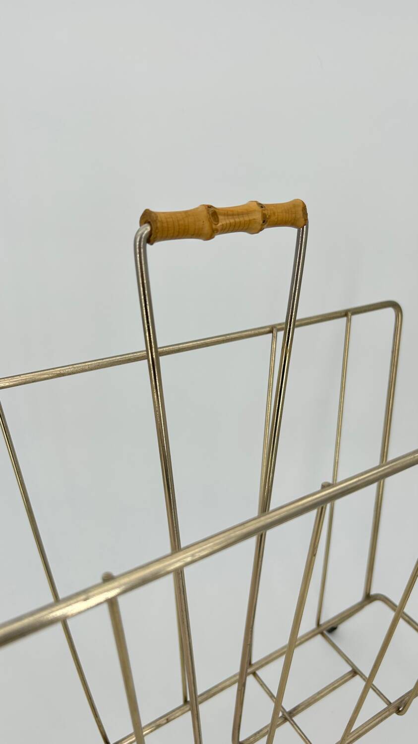 Vintage gold metal magazine rack