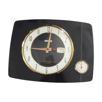 Horloge à accrocher Bayard bois verni noir années 55