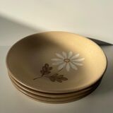 4 plates Autumn stoneware with daisy pattern