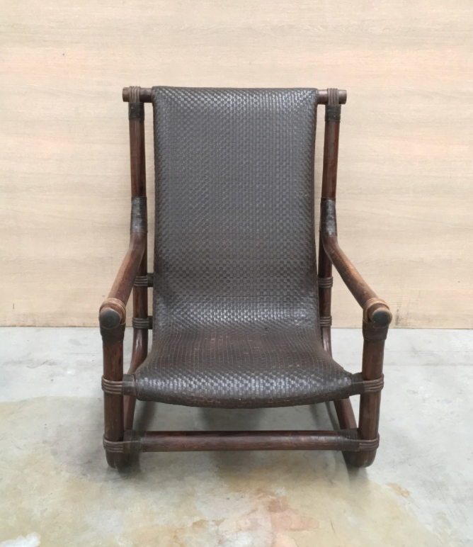 Fauteuil en bambou et en cuir
