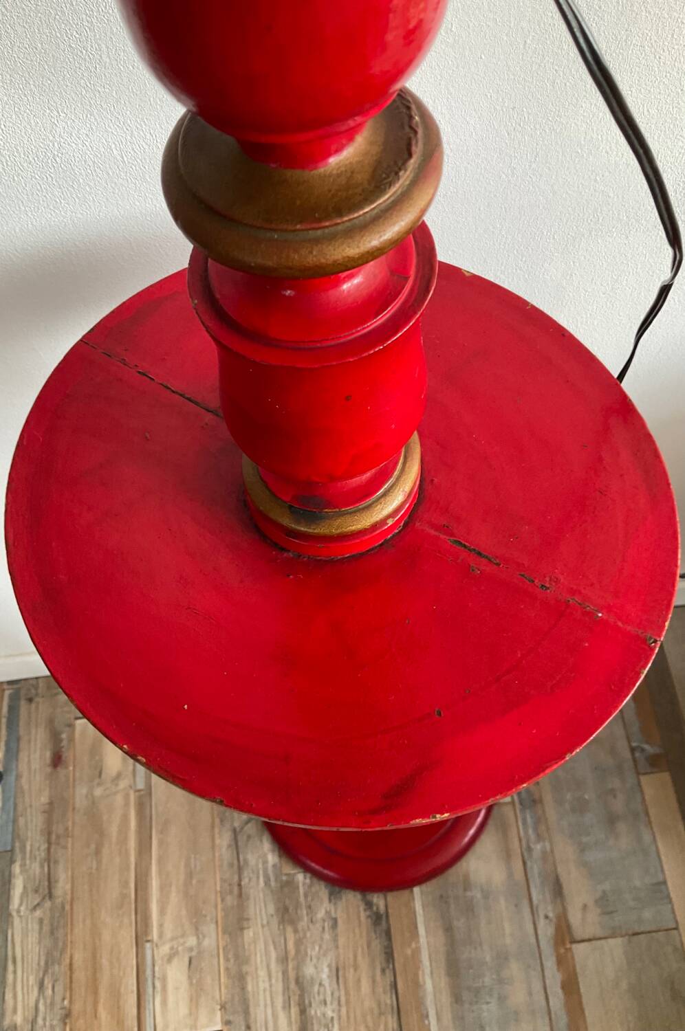 Wooden floor lamp base from the 60s