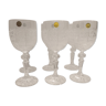 Set of six bohemian crystal wine glasses