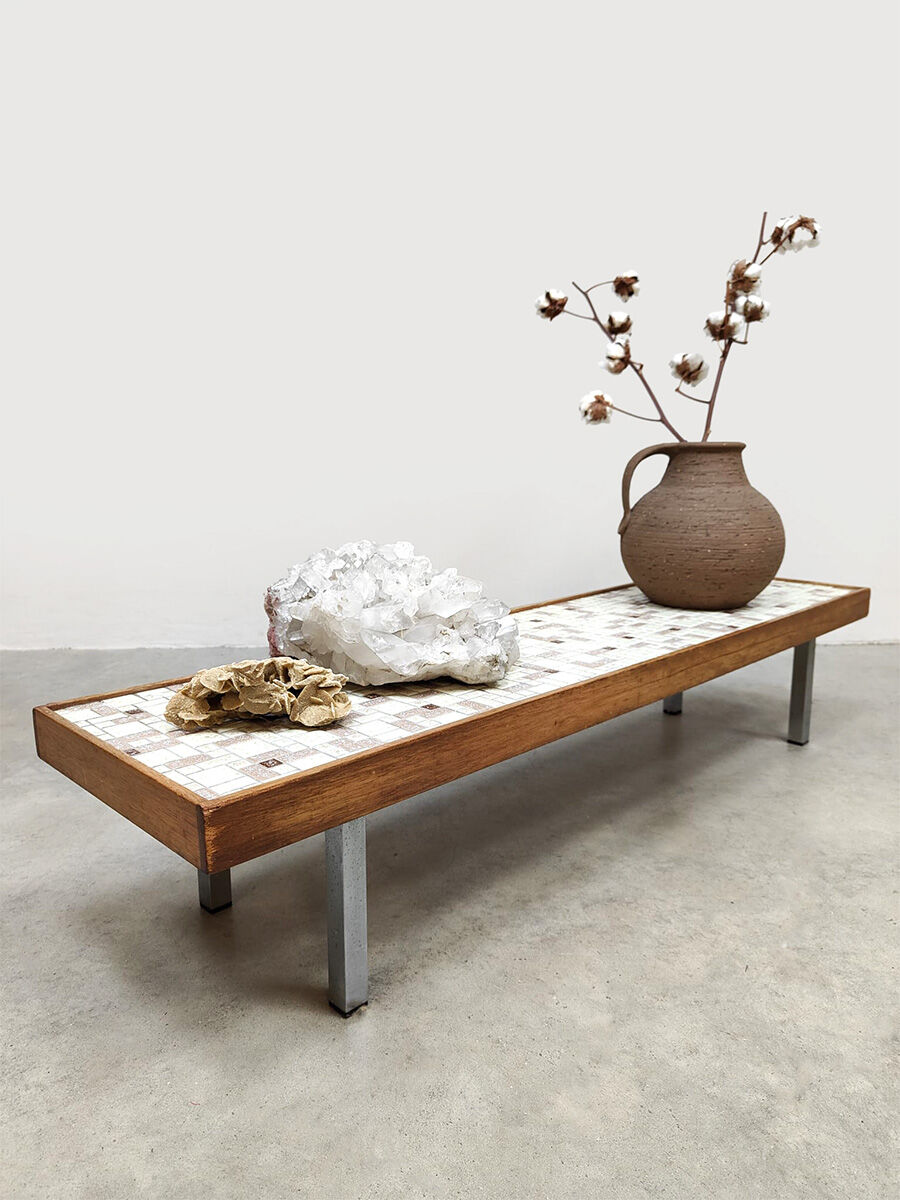 Vintage tile coffee table side table 'extra low'