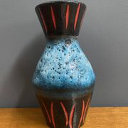 West Germany vase by Scheurich model 523-21 blue, black and red