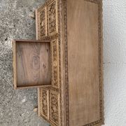 Commode vintage basse Padouk Massif sculpté 1950