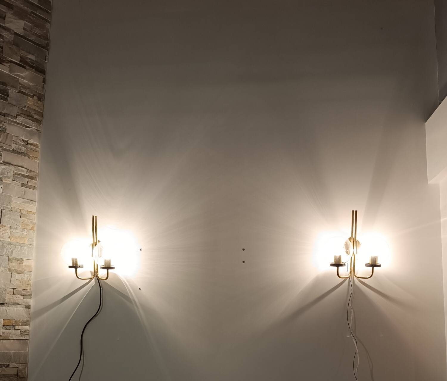 Pair of 1970s brass wall lights