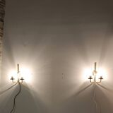 Pair of 1970s brass wall lights