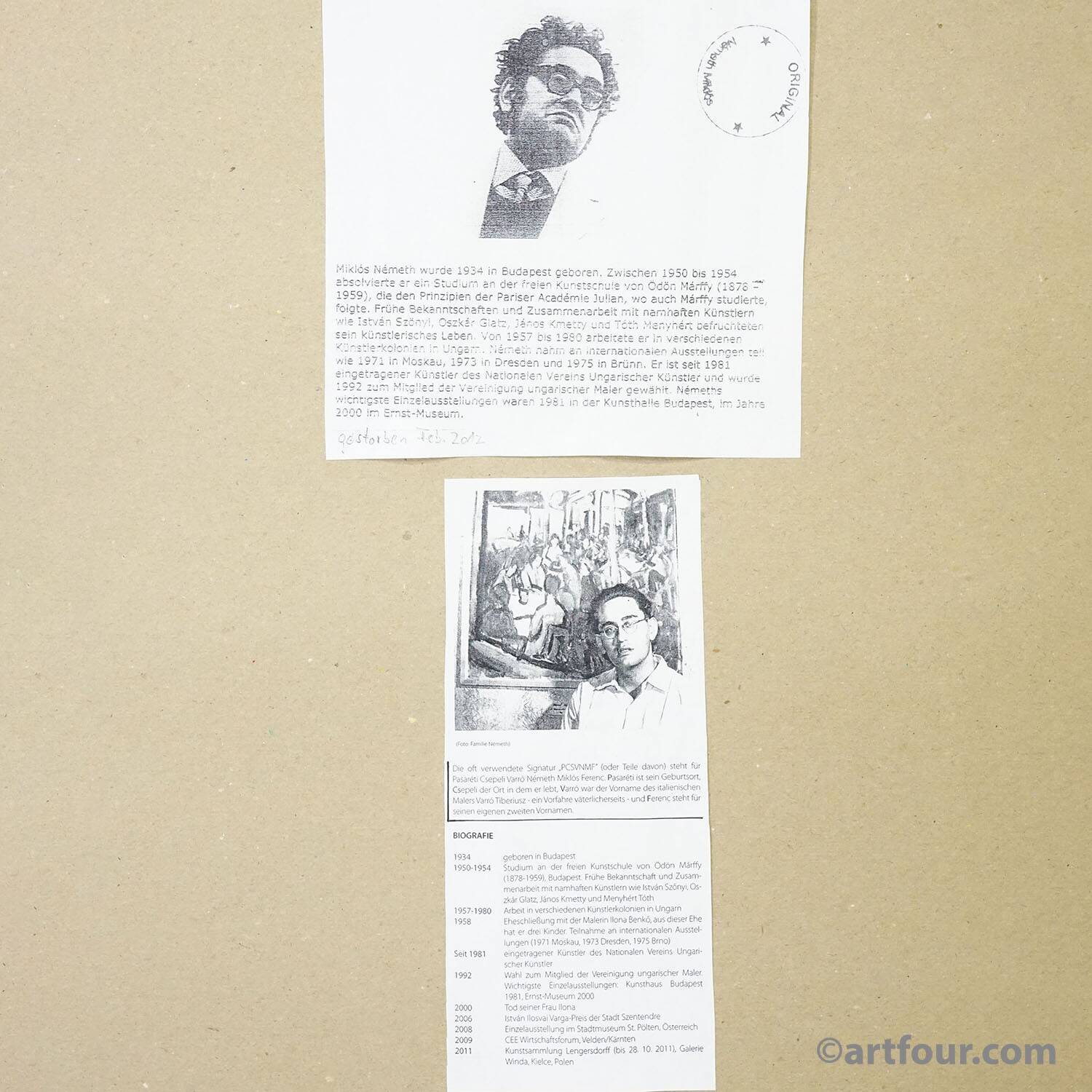 Vintage oil painting 'Bunte Szene' - Miklós Németh, 1962