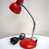 Red flexible metal desk lamp from the 60s