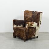 Fauteuil art déco en peau de vache