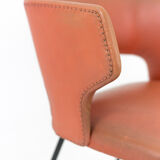 Orange skai chair and black lacquered metal, 1950s